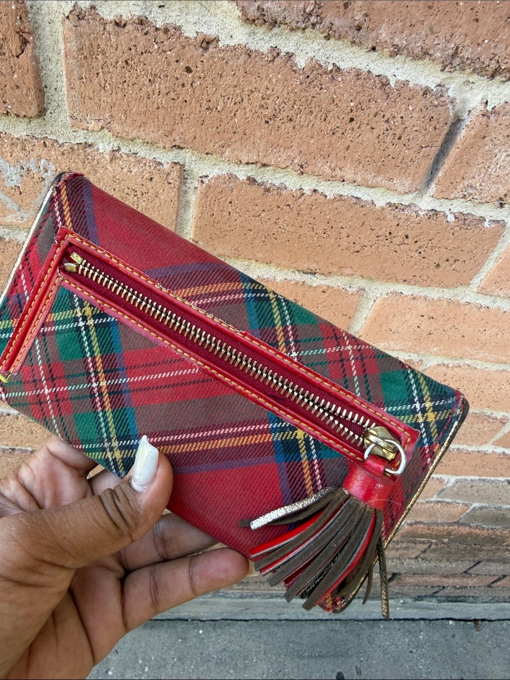 Dooney & Bourke Red Tartan Plaid Flap Wallet - Picture 5 of 5